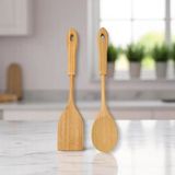 Deconox Bambu 2'Li Servis Seti, Tavalarınız Kızarmanız İçin Spatula, Servisleriniz İçin Büyük Kaşık | 2 Adet Lüks Bambu Set