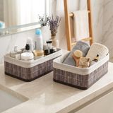 Deconox Bambu Çok Amaçlı Saklama Kutusu Düzenleyici Orta Boy Organizer, Dekoratif Bambu Düzenleyici GRİ (29x19x10cm) (2 ADET)