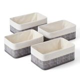 Deconox Bambu Detaylı Çok Amaçlı Saklama Kutusu – 25x15x8 cm Dekoratif Kumaş Organizer | Mutfak, Banyo, Dolap İçi ve Raf Düzenleyici | Çekmece İçi Derin Organizer Kutu Gri (2 ADET)