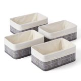 Deconox Bambu Detaylı Çok Amaçlı Saklama Kutusu – 25x15x8 cm Dekoratif Kumaş Organizer | Mutfak, Banyo, Dolap İçi ve Raf Düzenleyici | Çekmece İçi Derin Organizer Kutu Gri (4 ADET)