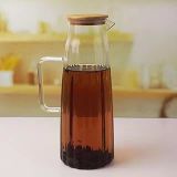 Deconox Bambu Kapaklı Borosilikat Cam Yağdanlık ve Sürahi | 1000ml (11x26cm) Çok Amaçlı İçecek ve Sıvı Gıda Saklama