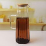 Deconox Bambu Kapaklı Borosilikat Yağdanlık Sürahi | 1000ML (11X26CM) Çok Amaçlı Içecek Sıvı Saklama - Standart