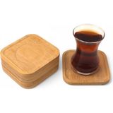 Deconox Bambu Kare Çay Tabağı Bardak Altlığı 6'lı Set | Dekoratif Doğal Bambu Altlık – Şık Dayanıklı (10CM x - Standart