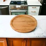 Deconox Bambu Lüx Yuvarlak Servis 20 * 20cm, Sunumluk & Çerezlik Sunum Tabağı