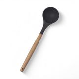 Deconox Bambu Saplı Silikon Kepçe, Bambu Uzun Silikon Çorba ve Sos Kepçesi 27cm 3 Renk Seçenekli (SİYAH)