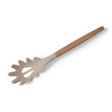 Deconox Bambu Saplı Silikon Makarna Servis Kaşığı – Isıya Dayanıklı, Yapışmaz, 3 Renk Seçenekli, 27cm – Uzun Saplı Makarna Kaşığı (KREM)