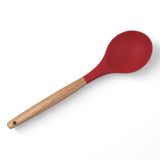 Deconox Bambu Saplı Silikon Servis Kaşığı, Bambu Uzun Silikon Kaşığı 28cm 3 Renk Seçenekli, Yemeklerinizi Servis Etmek İçin Silikon Servis Kaşığı ()