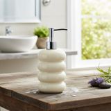 Deconox Beyaz Bubble Design Cam Sıvı Sabunluk - 450 ml Kabartmalı Şık Banyo ve Mutfak Sabunluğu (7x12 cm) (5064 - BEYAZ)