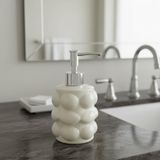 Deconox Beyaz Bubble Design Cam Sıvı Sabunluk - 450 ml Kabartmalı Şık Banyo ve Mutfak Sabunluğu (7x12 cm) (5065 - BEYAZ)