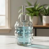 Deconox Beyaz Bubble Design Cam Sıvı Sabunluk - 450 ml Kabartmalı Şık Banyo ve Mutfak Sabunluğu (7x12 cm) (5067 - ŞEFFAF)