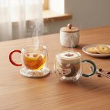 Deconox Çift Cidarlı Hayvan Figürlü Cam Kupa - 280 ml - Karışık Renklerde Sürpriz Gönderim (Asorti) - Isıya Dayanıklı Borosilikat Tasarım Bardak (1 ADET)