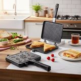 Deconox Çift Taraflı Ocak Üstü Döküm Tost Makinesi, Granit Efektli Yanmaz Yapışmaz Sandviç ve Tost Tavası - Hamburger, Omlet ve Aperatifler İçin İdeal | Ergonomik Saplı Kolay Temizlenebilir Grill Tava