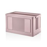 Deconox Dev Boy Katlanır Kilit Kapaklı Kasa 55 Litre Hacimli, Yer Kaplamayan Portatif Saklama Kutusu Ardiye, Balkon, Mutfak, Kiler, Bahçe ve Araç Bagajı İçin Güvenli Organizer (PEMBE)