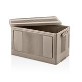 Deconox Dev Boy Katlanır Kilit Kapaklı Kasa 55 Litre Hacimli, Yer Kaplamayan Portatif Saklama Kutusu Ardiye, Balkon, Mutfak, Kiler, Bahçe ve Araç Bagajı İçin Güvenli Organizer (TOPRAK)