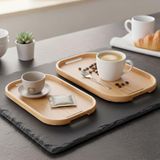 Deconox Dikdörtgen Bambu Servis Tepsisi, 2' Set, 33X22 cm 40X28 cm | Dikdörtgen Bambu Tepsi - Çok Renkli - Standart