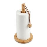 Deconox Doğal Bambu Bohem Top Tutacaklı Kağıt Havluluk - Dekoratif Ahşap Stand (30x14 cm, Kahve ve Bambu Renk Seçenekli, 1 Adet) (DOĞAL)