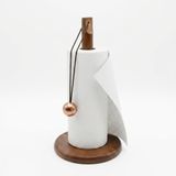 Deconox Doğal Bambu Bohem Top Tutacaklı Kağıt Havluluk - Dekoratif Ahşap Stand (30x14 cm, Kahve ve Bambu Renk Seçenekli, 1 Adet) (KAHVE)