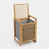 Deconox Doğal Bambu Çamaşır Sepeti (40x35x60 cm) - İçi Bezli, Kapaklı ve Hasır Kulplu Ahşap Kirli Sepeti