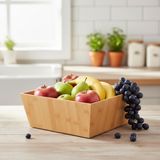 Deconox Doğal Bambu Çok Amaçlı Saklama Kutusu - 28x28x12 cm Banyo, Mutfak ve Dolap İçi Organizer Düzenleyici Kare Kutu