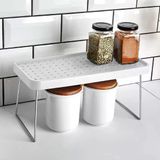 Deconox Dolap içi Düzenleyici Katlanır Dekoratif Büyük Raf, Tabak, Bardak Rafı, Mutfak Düzenleme Rafı (Beyaz) (29cm*21,5cm*2cm) (KÜÇÜK)