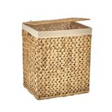 Deconox El Yapımı Doğal Hasır Katlanabilir Kirli Çamaşır Sepeti, Modern Balıksırtı Desenli Çamaşır Sepeti, Katlananır Yer Kaplamayan Rattan Kirli Çamaşır Sepeti (44X34cmYükseklik 54cm)
