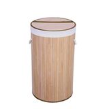 Deconox El Yapımı Hasır Katlanır Çamaşır Sepeti Yuvarlak 60 Litre (35cm*35cm*61cm), Doğal Malzemeden Üretilmiş Çamaşırlık (NATUREL)