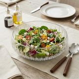 Deconox El Yapımı Üfleme Borosilikat Cam Linea Sunum Çanağı - Şeffaf Dekoratif Salata, Meyve ve Çerez Kasesi (20x6 cm)