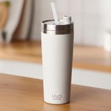 Deconox Gri Paslanmaz Çelik Pipetli Termos Kupa - 660 ml Büyük Boy (Venti) - Sıcak ve Soğuk Tutan Mug - Araç ve Ofis Tipi Bardak (GRİ)