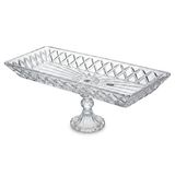 Deconox Kafes Model El Yapımı Ayaklı Cam Sunumluk - Dikdörtgen Şeffaf Dekoratif Servis ve Meyve Tabağı (39x15 cm)