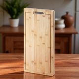 Deconox Kalın Bambu Kesme Tahtası - Büyük Boy Antibakteriyel Yıkanabilir Doğrama Tahtası (DÜZ-50x25x2.5cm)