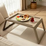 Deconox Katlanabilir Yatak Üstü Laptop Sehpası ve Kahvaltı Masası - Tablet ve Telefon Standlı Çok Amaçlı Portatif Çalışma Sehpası (56x36x26 cm) (TOPRAK)