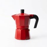 Deconox Kırmızı Moka Pot 3 Fincanlık, 180 ml Alüminyum Espresso Demliği, Ocak Üstü Kahve Cezvesi, Gazlı Elektrikli Seramik Ocak Uyumlu, 9x12x17 cm