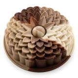 Deconox Klasik Dilimli Çiçek Tasarımlı Silikon Kek Kalıbı - Yapışmaz ve Esnek Pasta Kalıbı (22x5 cm, 1 Adet)