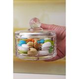 Deconox Lüx Kristal Kapaklı Cam Şekerlik & Cam Lokumluk, Kesme Cam Lüx Şekerlik 10CM*10.5CM - ( - Çok Renkli
