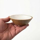 Deconox Mango Ağacı Kase - İçi Krem Emaye (Enamel) Kaplama 13 cm Dekoratif Ahşap Sunum Kasesi - Leke Tutmaz Sosluk, Çerezlik ve Dondurmalık, Çerez ve Sosluk İçin Doğal Kase (1 Adet)