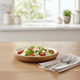 Deconox Mango Ağacı Pasta Tabağı - İçi Krem Emaye (Enamel) Kaplama 20 cm Tatlı, Meyve ve Kahvaltı Tabağı - Leke Tutmaz Ahşap Sunum (Yükseklik: 2 cm)