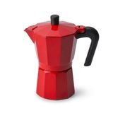 Deconox Moka Pot 6 Fincanlık, 360 ml Alüminyum Espresso Demliği, Ocak Üstü Kahve Cezvesi, Kamp ve Ev Kullanımı, 10x14x20 cm, Kırmızı