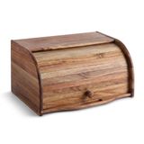 Deconox Panjur Kapaklı Akasya Ekmek Dolabı, Ahşap Ekmek Kutusu ve Ekmeklik, Tezgah Üstü Saklama Kabı, Doğal Görünümlü Kompakt Mutfak Organizeri, 38x19x23 cm