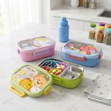 Deconox Paslanmaz Çelik 2 Bölmeli Kilitli Yemek Kabı, 850 ml Renkli Desenli Lunch Box, Çelik İç Hazneli Saklama ve Taşıma Kabı