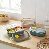 Deconox Paslanmaz Çelik Yemek Kabı 750 Ml, Çatal Kaşık Dahil, Kilitli Kapaklı Lunch Box, Yemek Taşıma Ve Saklama Kabı, 21X12x7,50 Cm, Yeşil/