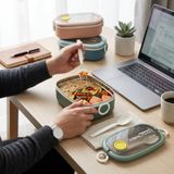 Deconox Paslanmaz Çelik Yemek Kabı 750 ml, Çatal Kaşık Dahil, Kilitli Kapaklı Lunch Box, Yemek Taşıma ve Saklama Kabı, 21x12x7,50 cm, Yeşil/Pembe/Mavi