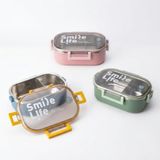 Deconox Paslanmaz Çelik Yemek Kabı 980 ml, Bölmeli İç Hazneli Kilitli Kapaklı Lunch Box, Mavi Yeşil Pembe Renk Seçenekli Taşınabilir Saklama Kabı, 21,5x15x7,8 cm