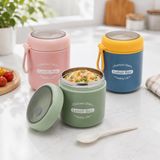 Deconox Paslanmaz Çelik Yemek Termosu 530 ml, Kaşıklı Taşınabilir Yemek Kabı, Çelik İç Hazneli Lunch Box, Askılı Kapaklı Saklama Kabı, Pembe Yeşil Mavi Renk Seçenekli