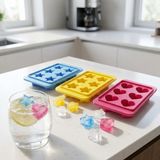 Deconox Plastik 6 Bölmeli 3 Desenli Buz Kalıbı Seti, Yıldız-Kalp-Çiçek Desenli Buz Kalıbı 3 Set (13CM*8CM*3CM) Eğlenceli ve Pratik - 1 m
