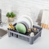 Deconox Portatif Kaşıklık Bölmeli Bulaşıklık | Tezgah Üstü Bulaşık Kurutmalık | 4 Renk Seçeneği | Dayanıklı ABS Plastik Malzeme (42x33x12cm) (GRİ)