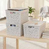 Deconox Seul Çok Amaçlı Kapaklı Saklama Kutusu - Şık ve Dekoratif Dolap İçi Organizer Düzenleyici (4 L / 12 L / 20 L Boy Seçenekli) 3 Renk (BEYAZ, 20 LİTRE)