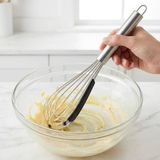 Deconox Silikon Sıyırma Aparatlı Çelik Çırpıcı 30 cm, Paslanmaz Çelik Tel Çırpıcı, Ergonomik Metal Saplı Mutfak Çırpıcısı, Sos Yumurta Krema ve Hamur Karıştırıcı