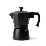 Deconox Siyah Moka Pot 3 Fincanlık, 180 ml Alüminyum Espresso Demliği, Ocak Üstü Kahve Cezvesi, Gazlı Elektrikli Seramik Ocak Uyumlu, 9x12x17 cm