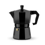 Deconox Siyah Moka Pot 3 Fincanlık Moka Kahve Cezvesi, 180 ml Alüminyum Espresso Demliği, Ocak Üstü Kahve Yapıcı, Gazlı Elektrikli ve Seramik Ocak Uyumlu, 9x12x17 cm