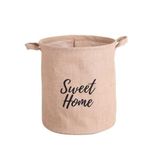 Deconox "Sweet Home" Yuvarlak Jüt Düzenleyici Sepet (Çap 32cm, Yükseklik 36cm) – Krem Renk Katlanabilir Kumaş Kulplu Organizer | Büyük Boy, Çamaşır, Battaniye ve Ev Tekstili Sepeti